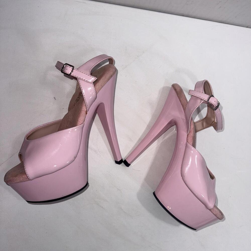 Pleaser KISS Heels Pink Platform Ankle Strap Stilettos Stripper Dancing Shoes 7 - Picture 2 of 15
